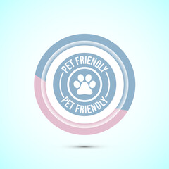 Pet friendly icon design illustration, Animal friendly label, badge, sign, symbol, Pastel Color Button Design