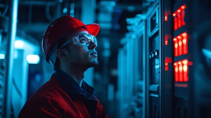Hands of a surgeon operating a robotic console with extreme concentration Stock Photo with side copy space