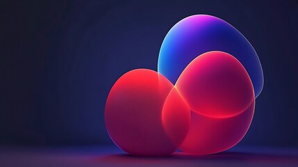 Abstract Red and Blue Ovoid Shapes on Dark Background