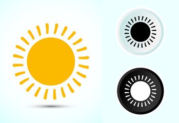 Sun icon design illustration, sunlight sign logo or weather icon