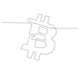 Bitcoin logo continuous line. Continuous one line drawing bitcoin logo. crypto, logo  concept. Single line drawing