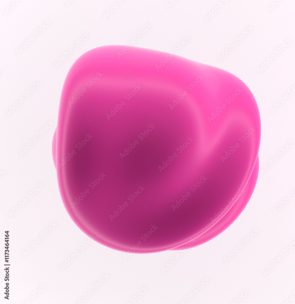 Poster abstract 3d illustration of a pink glossy drop on a white background. an image on the theme of biote