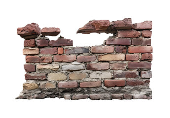 Obraz premium a broken brick wall isolated on a transparent background