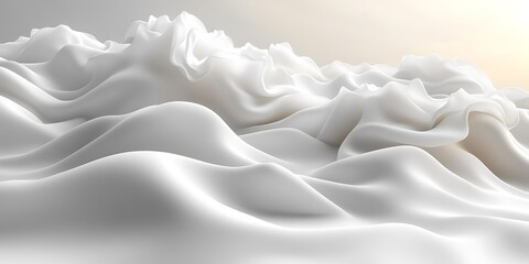 Obraz premium White fabric waves, abstract background, soft light, elegant design, website banner.