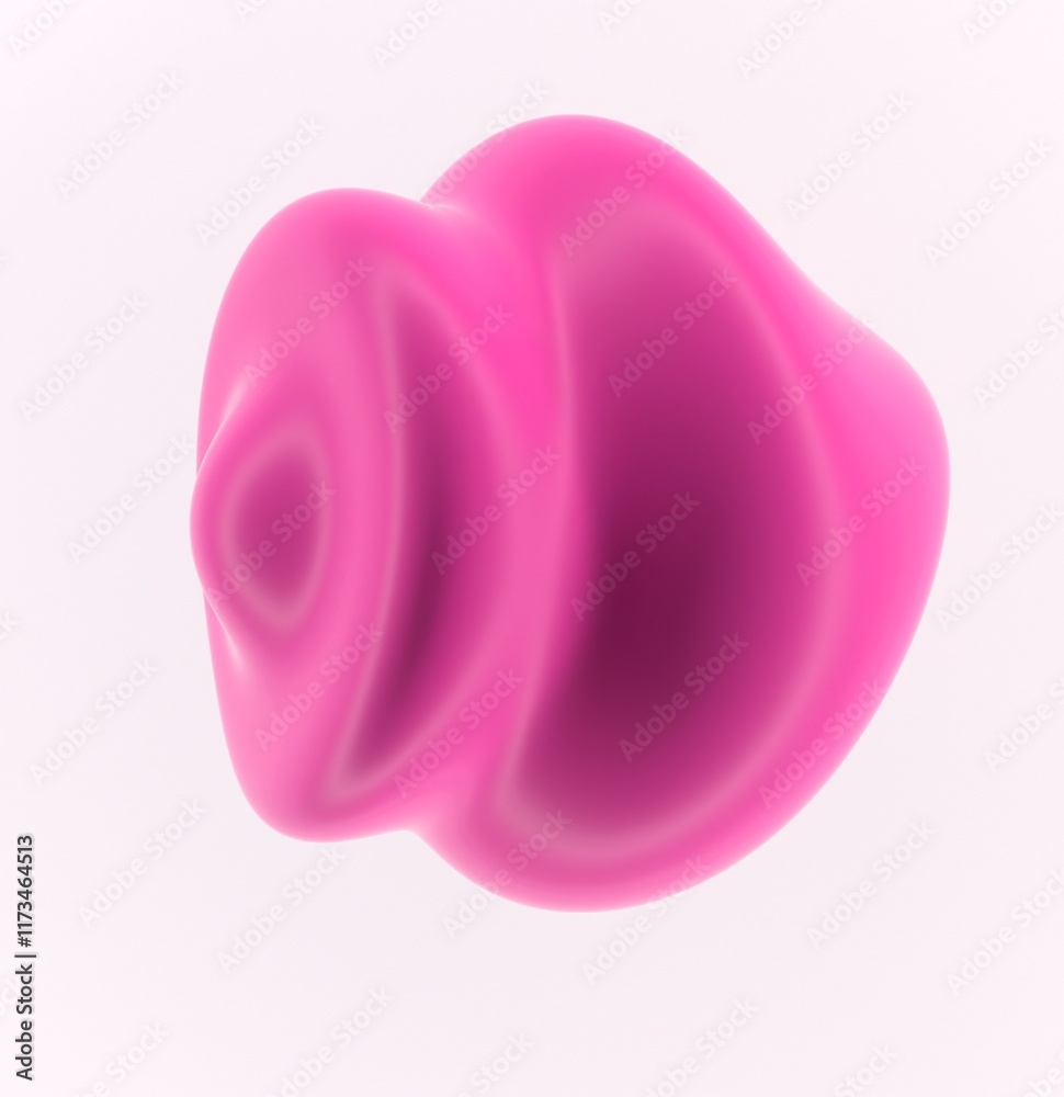 Poster abstract 3d illustration of a pink glossy drop on a white background. an image on the theme of biote