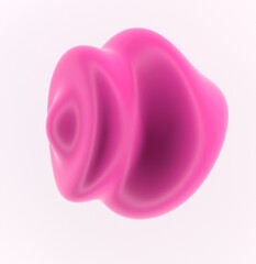 Abstract 3D illustration of a pink glossy drop on a white background. An image on the theme of biotechnology and cosmetics.