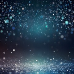 Obraz premium Abstract bokeh winter background banner with snowflakes and glitter particles