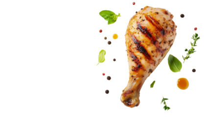  a Grilled chicken leg isolated on a transparent background
