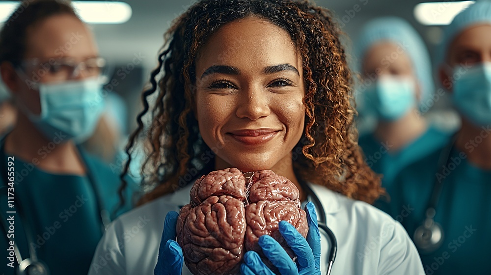 Poster laparoscopic surgery training in a medical lab with state-of-the-art tools stock photo with side cop