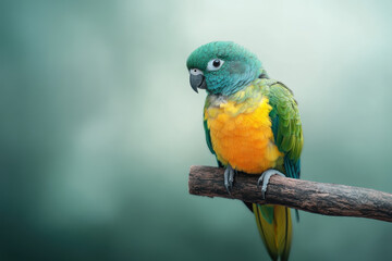 Obraz premium Colorful Parrot with Glitchy Feathers Perched Calmly