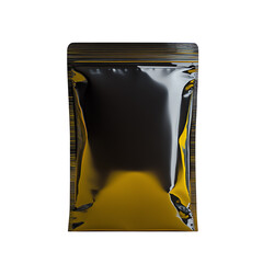 Glossy black and gold packaging pouch.