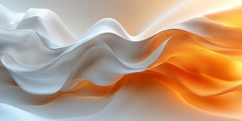 Fototapeta premium Abstract white and orange wave flow, design background.