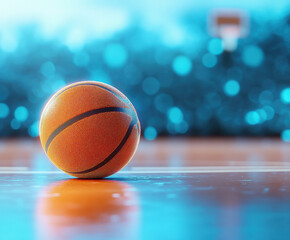 close up of basketball ball on the court