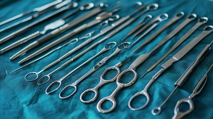 Detailed view of advanced surgical instruments used in modern healthcare Stock Photo with side copy space