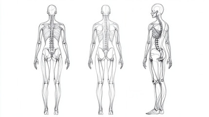 Detailed Black and White Drawing of a Human Body