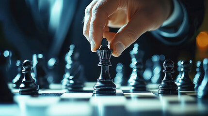 Strategic chess move in a competitive match. Concept for strategy planning and competition