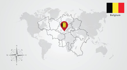 Belgium flag icon design with map outline