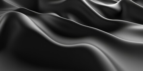 Obraz premium Silky smooth fabric texture, dark gray satin, flowing curves, dramatic folds, luxurious drapery, high contrast lighting, close-up detail, abstract background, shimmering surface, monochromatic, elegan