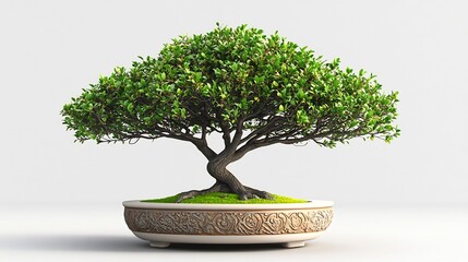 Beautifully Crafted Bonsai Tree in Ornate Planter for Indoor Decor and Tranquil Japanese Zen Aesthetic