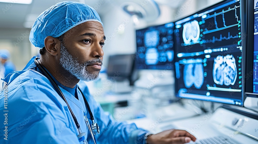 Poster heart surgeons working with focus and precision in a state-of-the-art facility stock photo with side