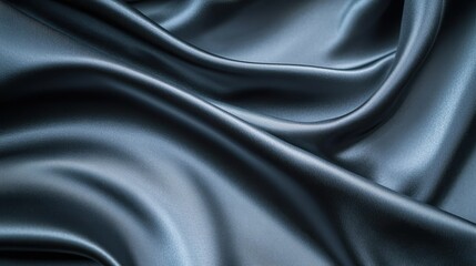 Obraz premium Silky smooth fabric texture, dark gray satin, flowing curves, dramatic folds, luxurious drapery, high contrast lighting, close-up detail, abstract background, shimmering surface, monochromatic, elegan