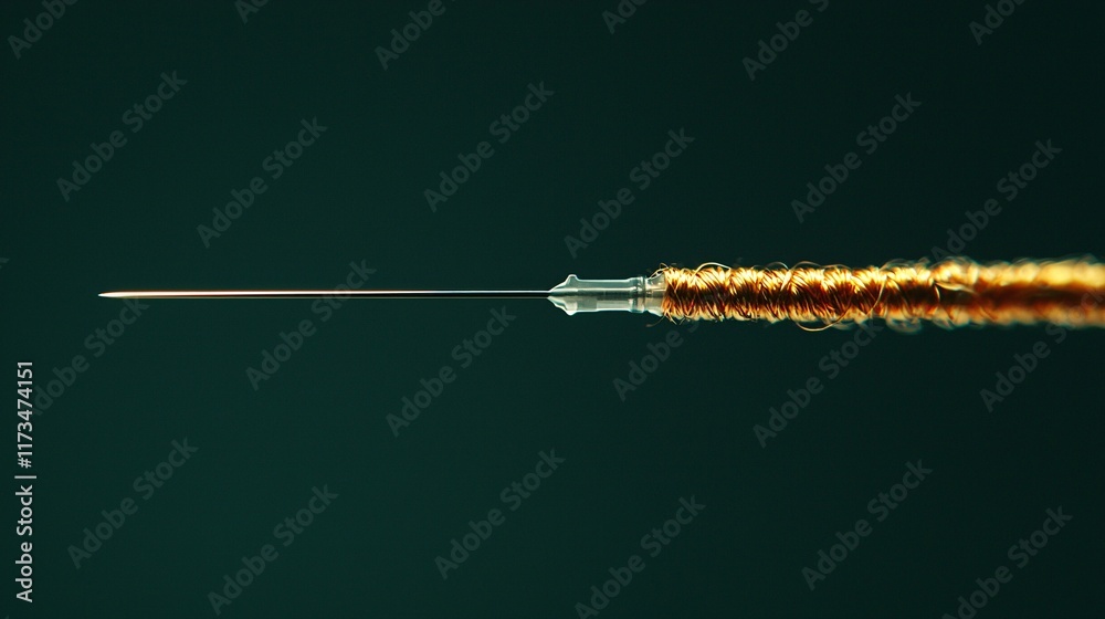 Poster detailed view of needle and thread during a medical stitching procedure stock photo with side copy s