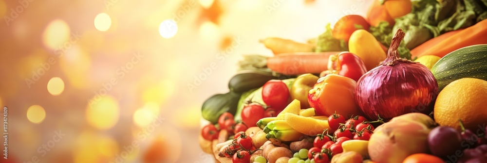 Poster overflowing with nature's bounty, vibrant autumn vegetables and fruits create a colorful display, ce