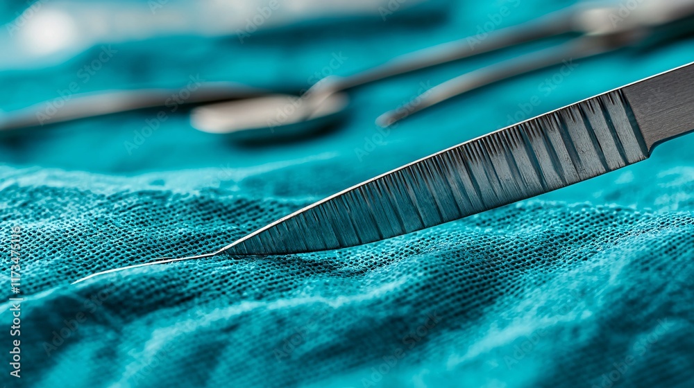 Poster surgical thread being cut after successful closure of a wound stock photo with side copy space