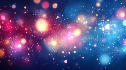 Abstract sparkling particles cascading against a deep blue gradient, creating a dynamic and elegant visual effect