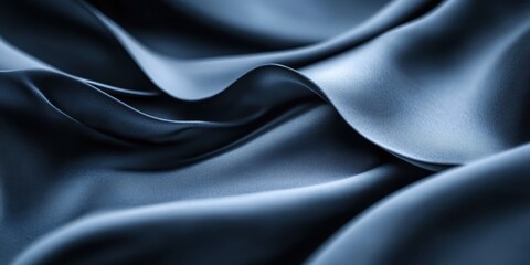 Obraz premium Silky smooth fabric texture, dark gray satin, flowing curves, dramatic folds, luxurious drapery, high contrast lighting, close-up detail, abstract background, shimmering surface, monochromatic, elegan