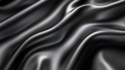 Obraz premium Silky smooth fabric texture, dark gray satin, flowing curves, dramatic folds, luxurious drapery, high contrast lighting, close-up detail, abstract background, shimmering surface, monochromatic, elegan