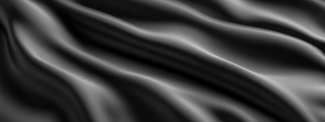 Obraz premium Silky smooth fabric texture, dark gray satin, flowing curves, dramatic folds, luxurious drapery, high contrast lighting, close-up detail, abstract background, shimmering surface, monochromatic, elegan