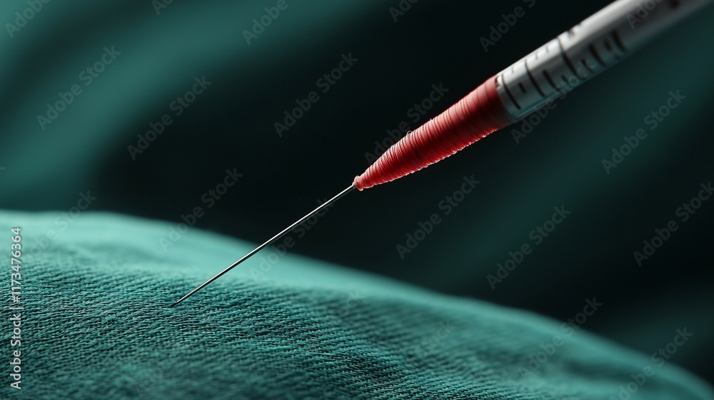 Poster Focus on surgical threads and precision suturing during a delicate procedure Stock Photo with side copy space