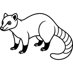 Cute Silhouette of a Coati line art vector cartoon illustration