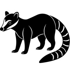 Cute Silhouette of a Coati line art vector cartoon illustration