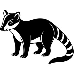 Cute Silhouette of a Coati line art vector cartoon illustration