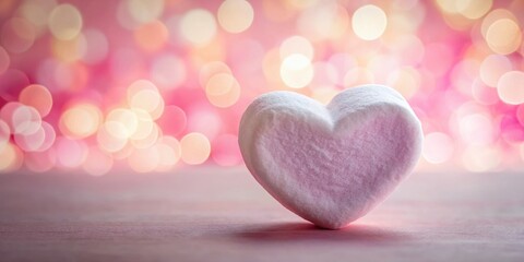 Fototapeta premium Pink Background Sweet Marshmallow Hearts - Valentine's Day Candy