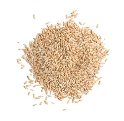 Oat grains isolated on white, top view