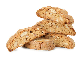 Traditional Italian almond biscuits (Cantucci) isolated on white