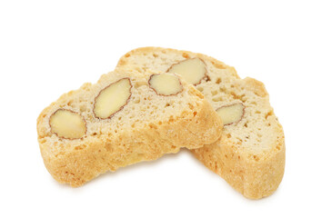 Traditional Italian almond biscuits (Cantucci) isolated on white