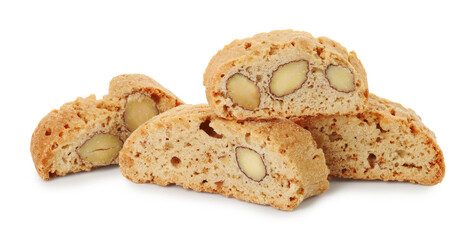 Traditional Italian almond biscuits (Cantucci) isolated on white