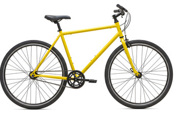 Fototapeta premium Yellow Single-Speed Urban Bicycle on White Background