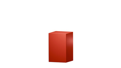 3D Red Clean Square Pedestal for Product Stand Isolated Transparent Background