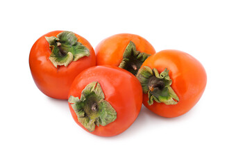 Delicious ripe juicy persimmons isolated on white