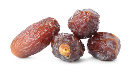 Many tasty dried dates isolated on white