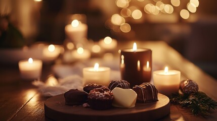 Romantic Evening with Chocolates and Candles