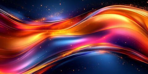 Obraz premium Abstract fiery waves, cosmic background, digital art, website design.
