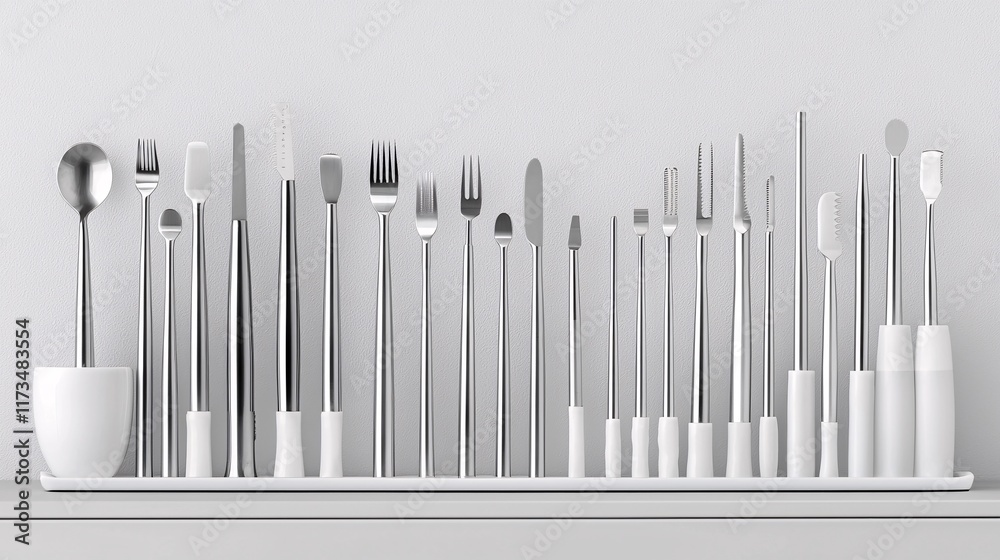 Aufkleber surgical instruments inspected by staff to ensure sterility and function stock photo with side copy 