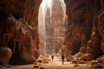 A breathtaking amalgamation of cavernous rock formations adorned with intricate erosion patterns...