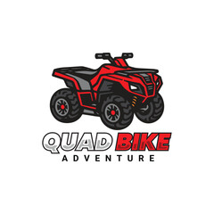 Quad Bike Adventure Logo Design Red and Black ATV Illustration